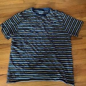 Goodfellow & Co blue white yellow striped tee size M